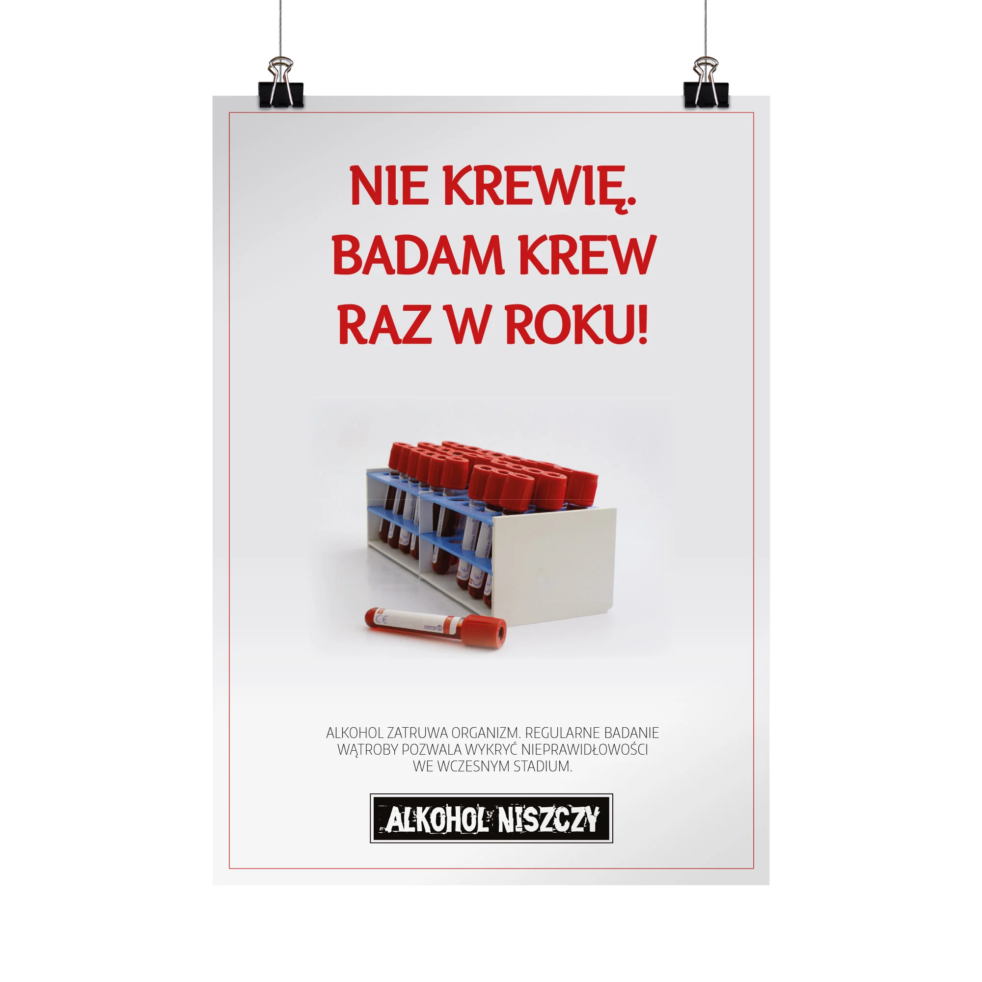 Plakat profilaktyczny: Nie krewię. Badam krew raz w roku!