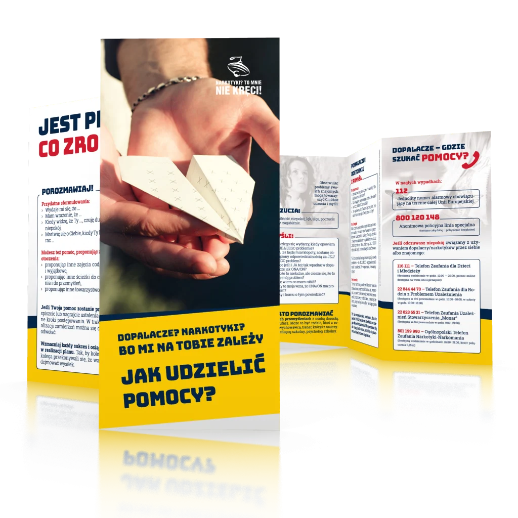 Ulotka profilaktyczna: Dopalacze? Narkotyki? Jak udzielić pomocy?