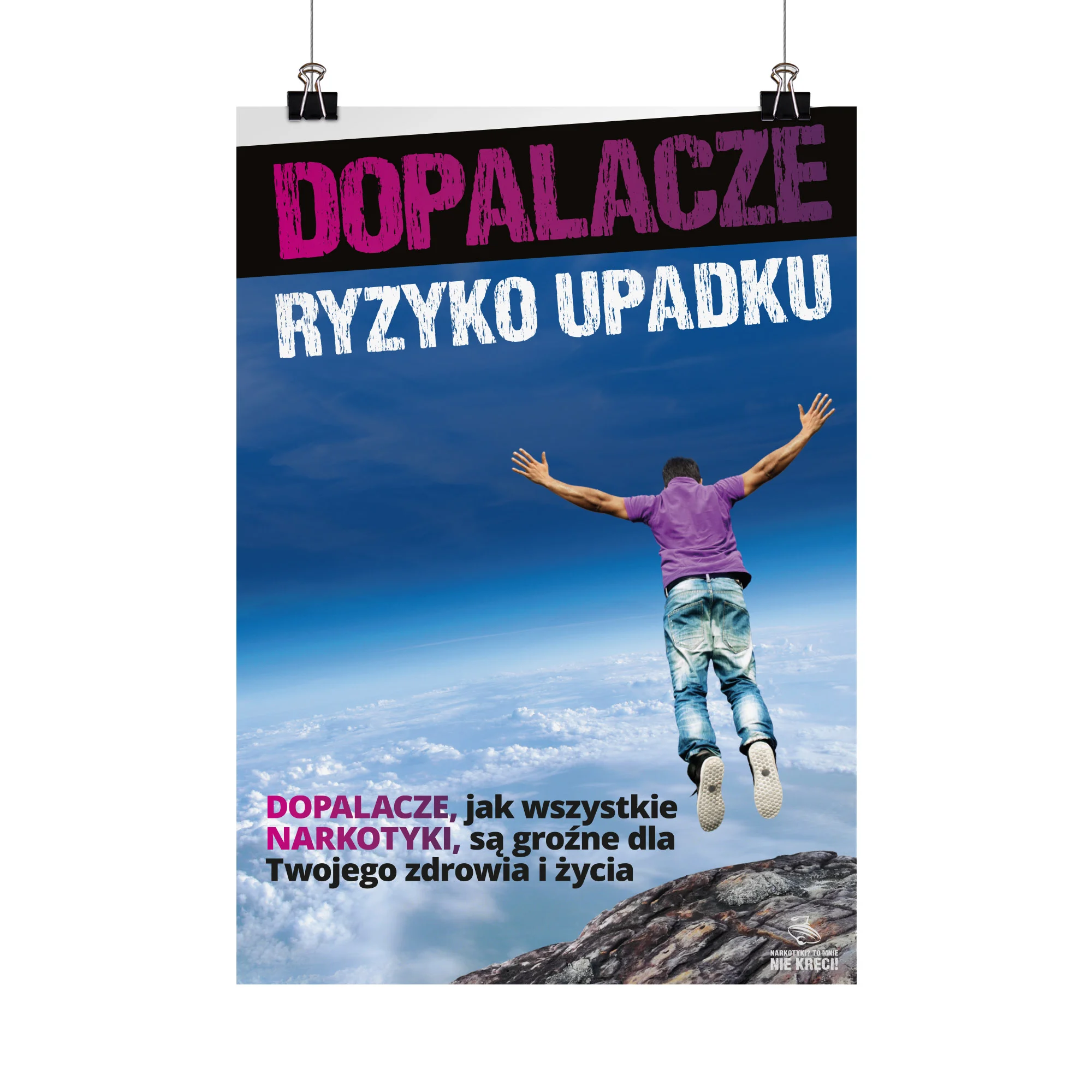 Plakat profilaktyczny: Dopalacze. Ryzyko upadku