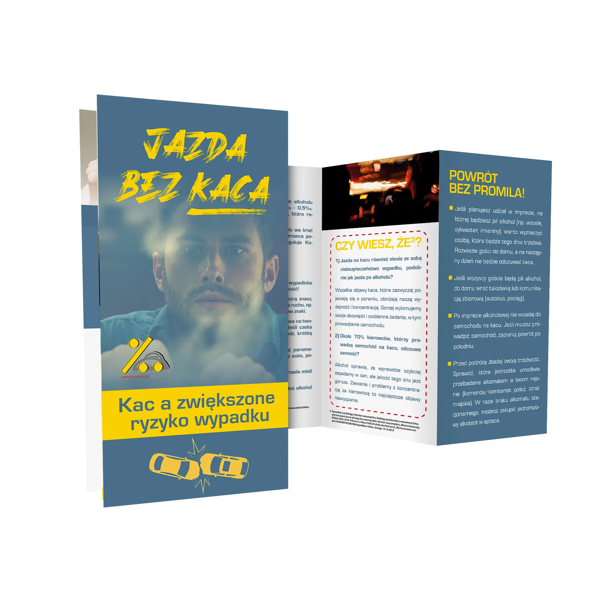 Ulotka profilaktyczna: Jazda bez kaca. Kac a zwiększone ryzyko wypadku
