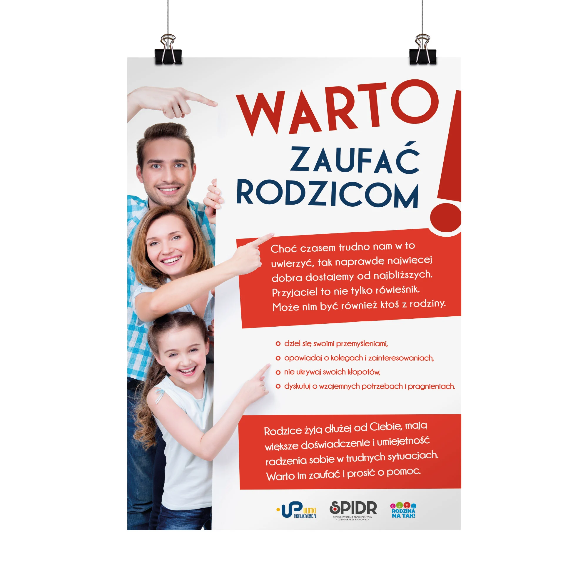 Plakat profilaktyczny: Warto zaufać rodzicom