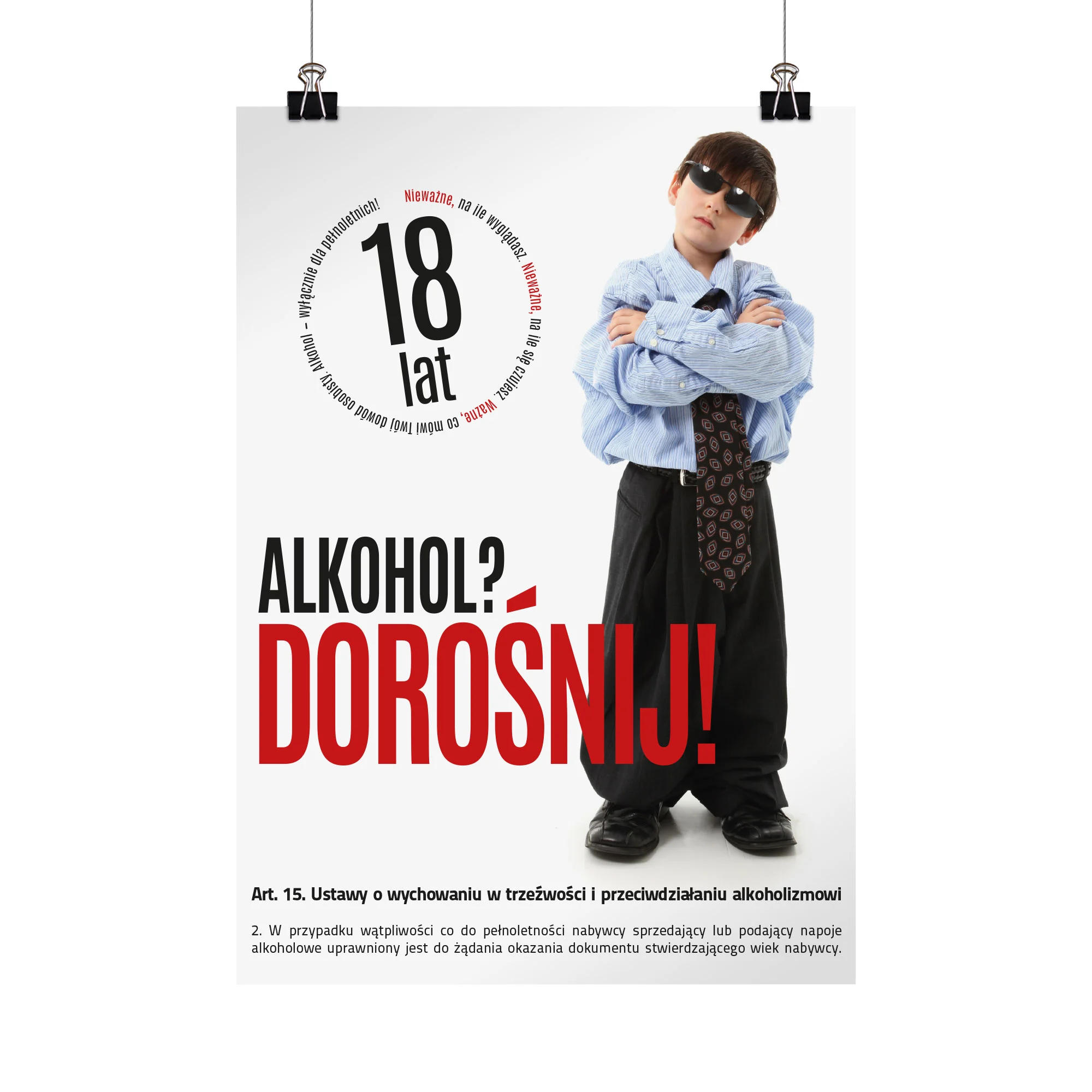 Plakat profilaktyczny: Alkohol? Dorośnij?
