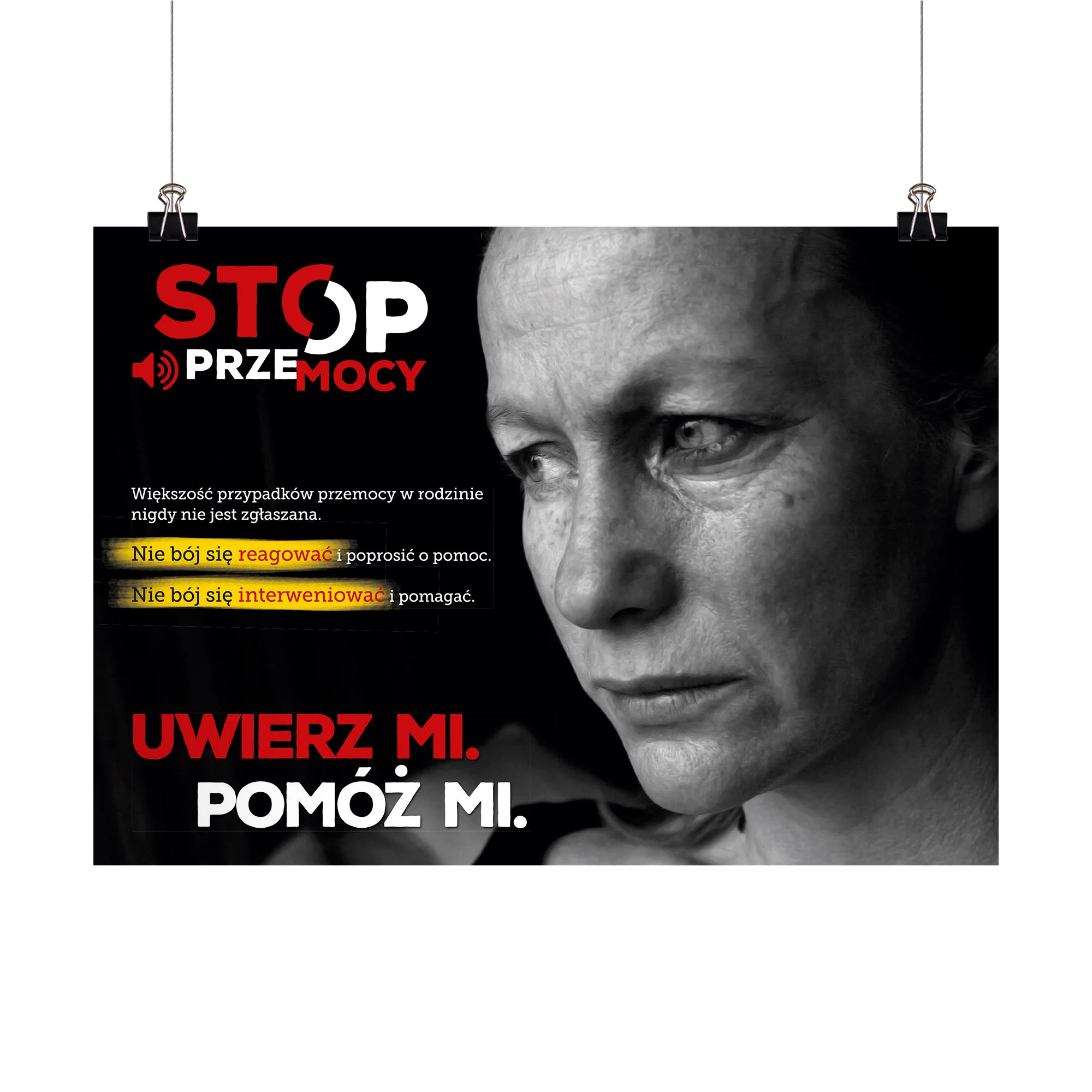 Plakat profilaktyczny: Stop przemocy. Uwierz mi. Pomóż mi