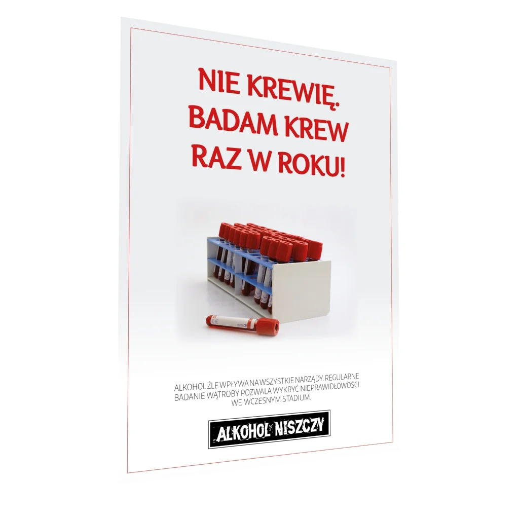 Plakat profilaktyczny: Nie krewię. Badam krew raz w roku!