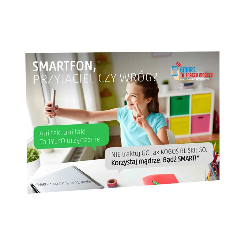 Plakat profilaktyczny: Smartfon, przyjaciel czy wróg?