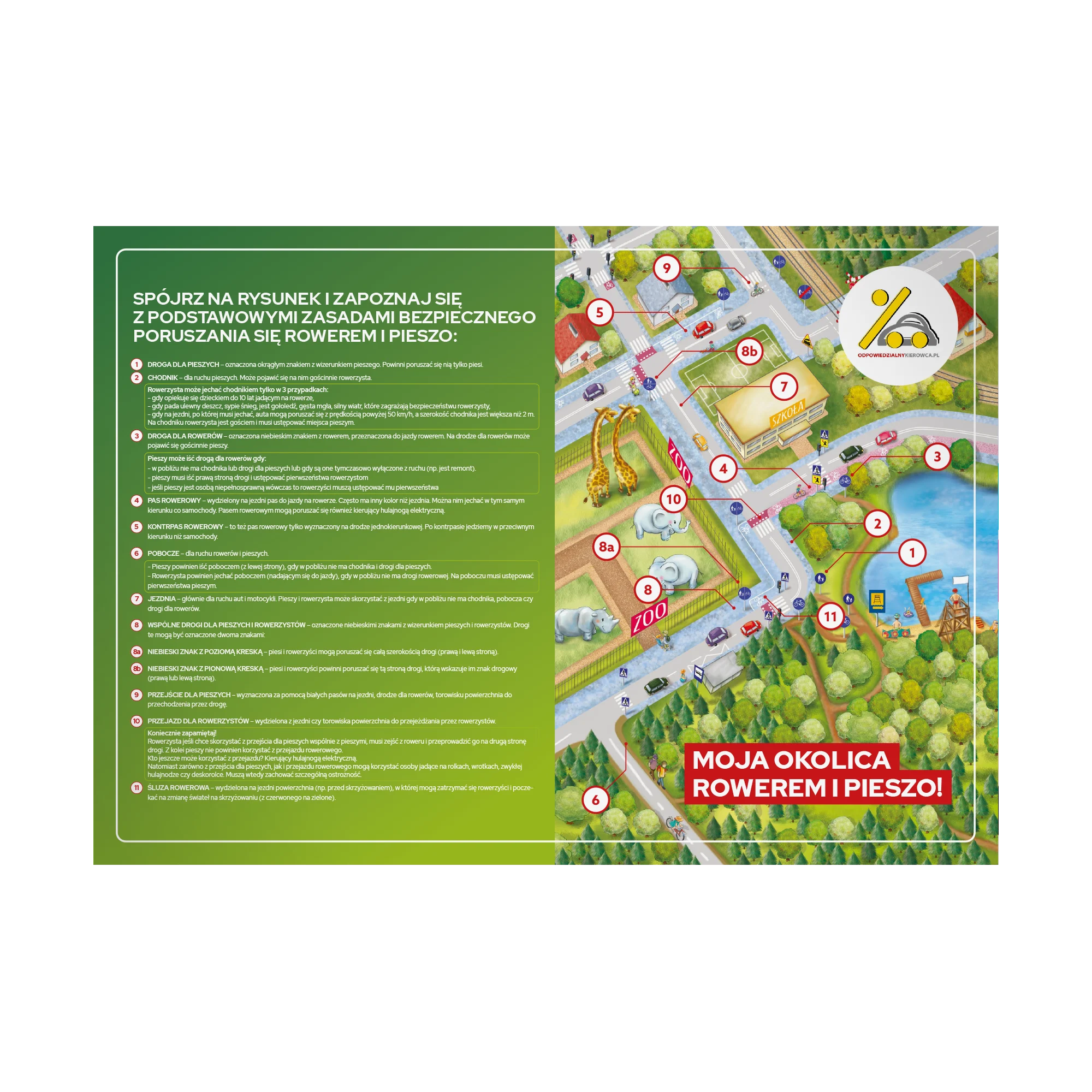 Plakat edukacyjny: Moja okolica rowerem i pieszo