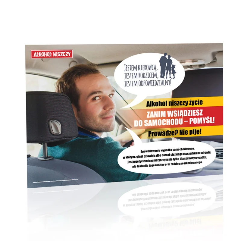 Plakat profilaktyczny: Prowadzę? Nie piję!