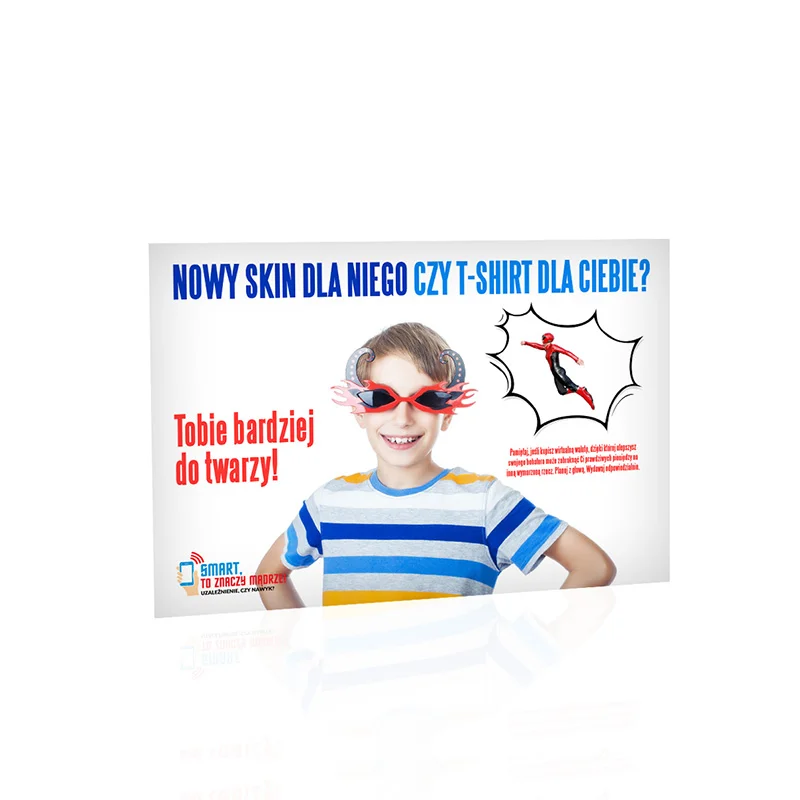 Plakat profilaktyczny: Nowy skin dla niego czy T-shirt dla ciebie?