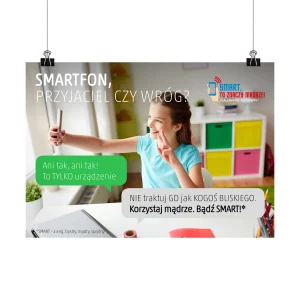 Plakat profilaktyczny: Smartfon, przyjaciel czy wróg?
